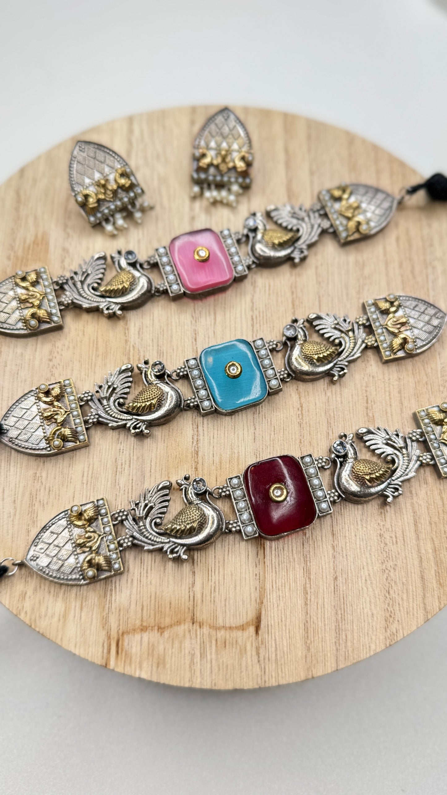 Dual Tone Monalisa Stone Choker Set