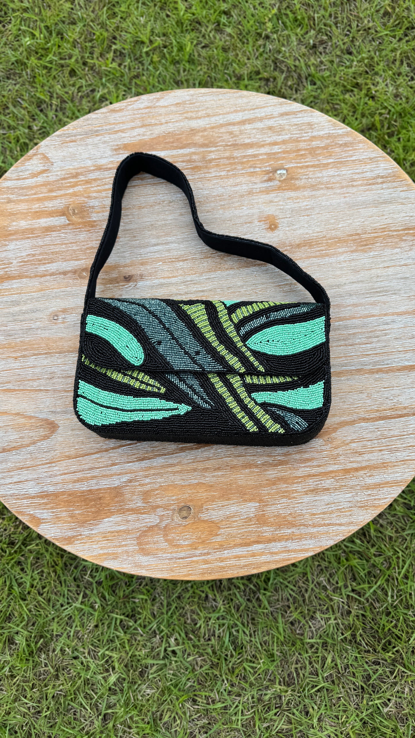 Beaded Shoulder Bag: Tropical Current