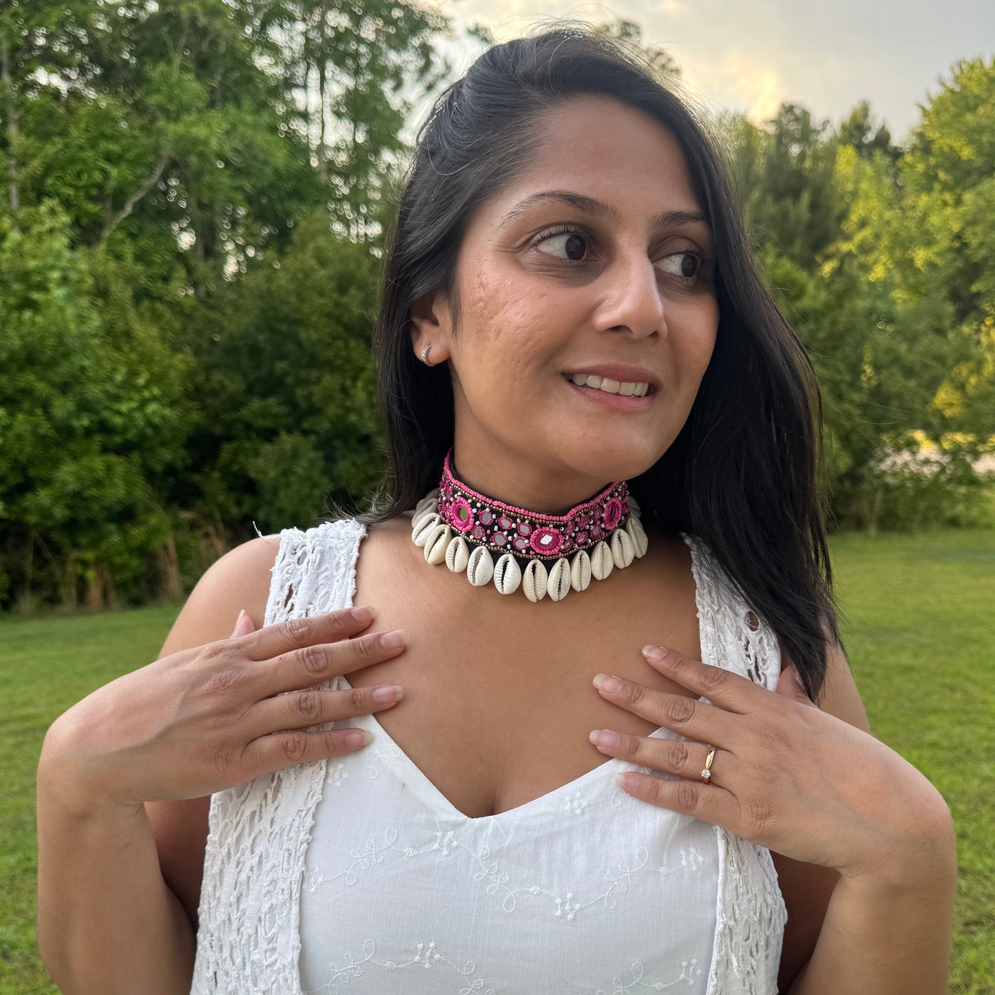 C. Pink Beaded Choker