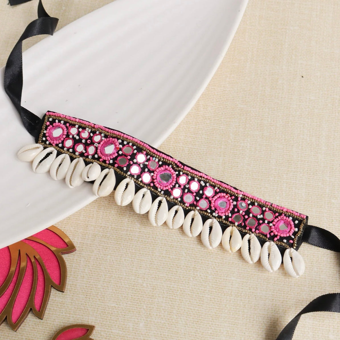 C. Pink Beaded Choker