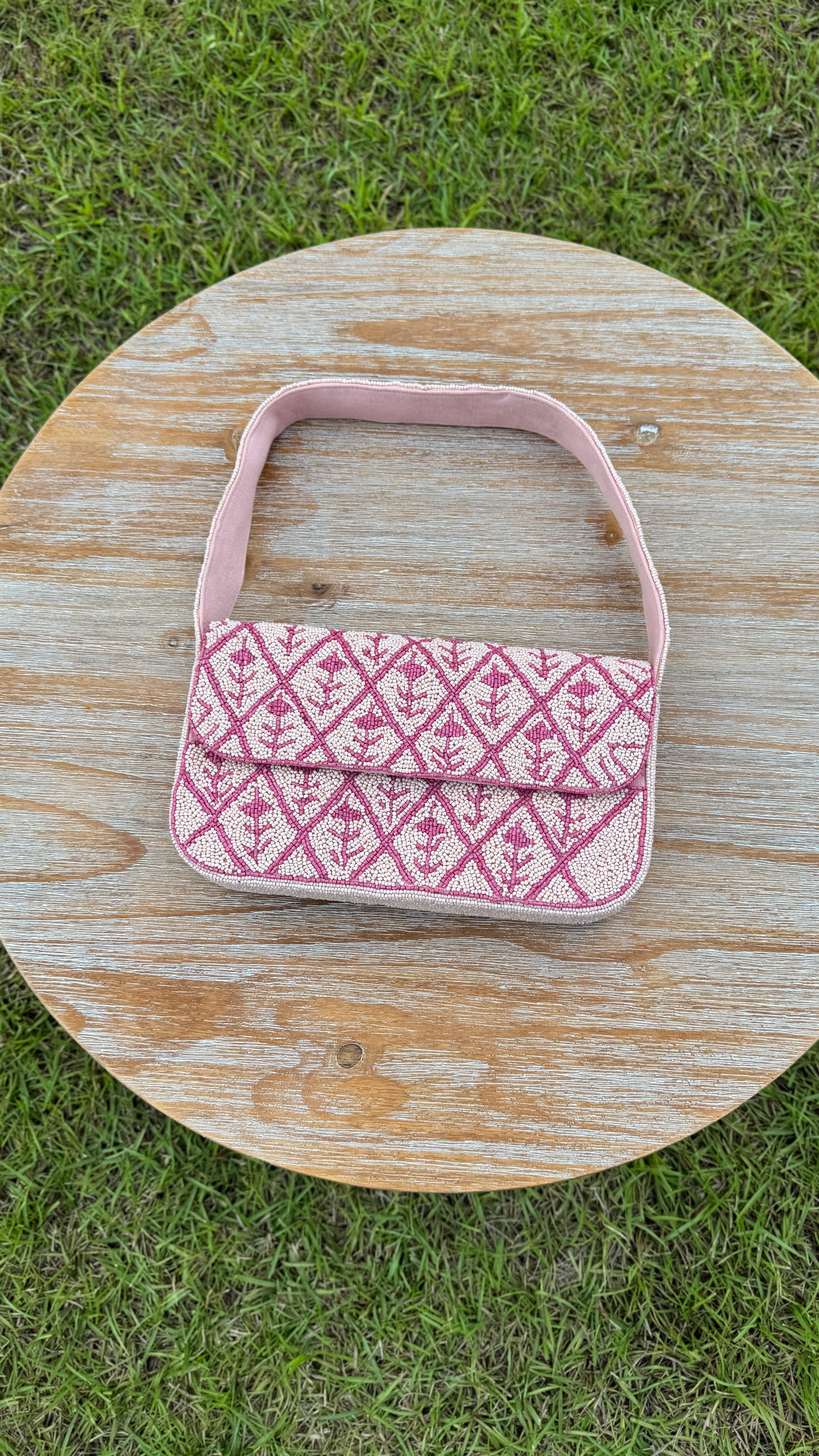 Beaded Shoulder Bag: Rosé