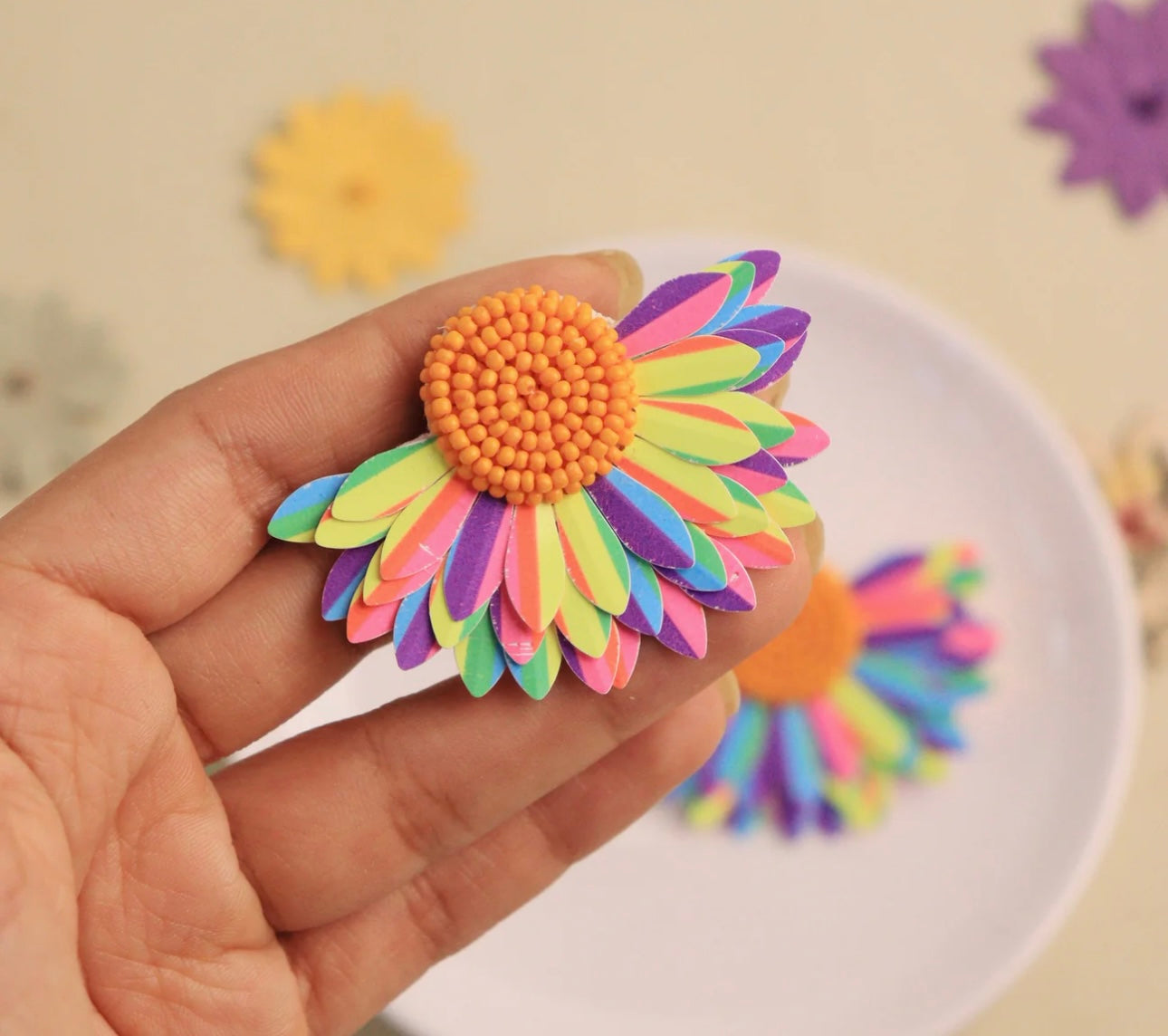 Rainbow Flower Earrings