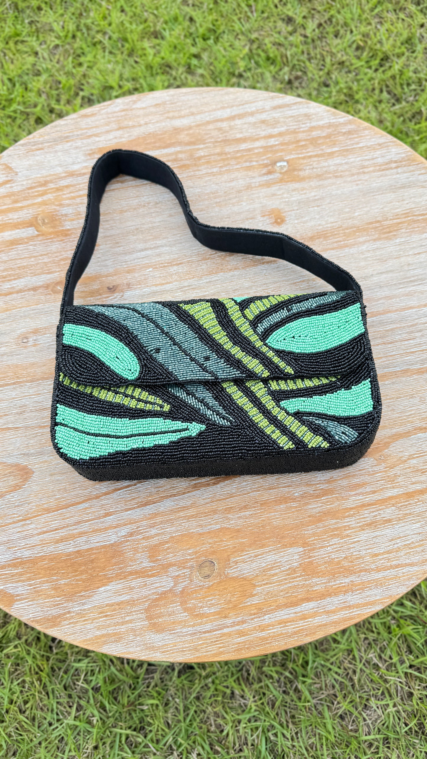 Beaded Shoulder Bag: Tropical Current