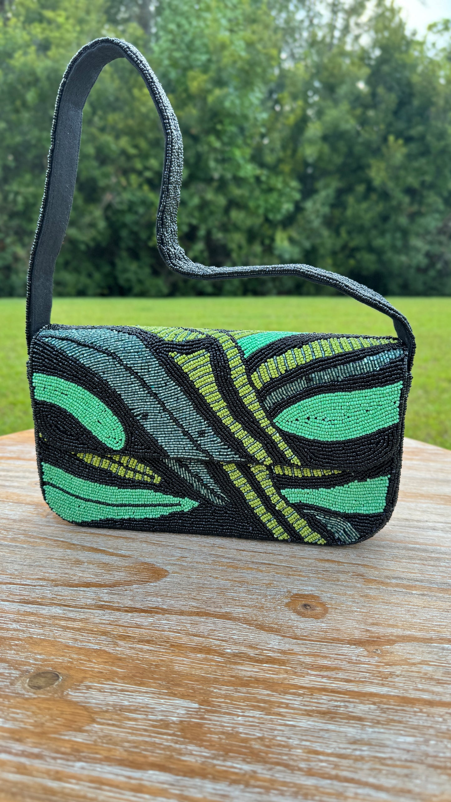 Beaded Shoulder Bag: Tropical Current