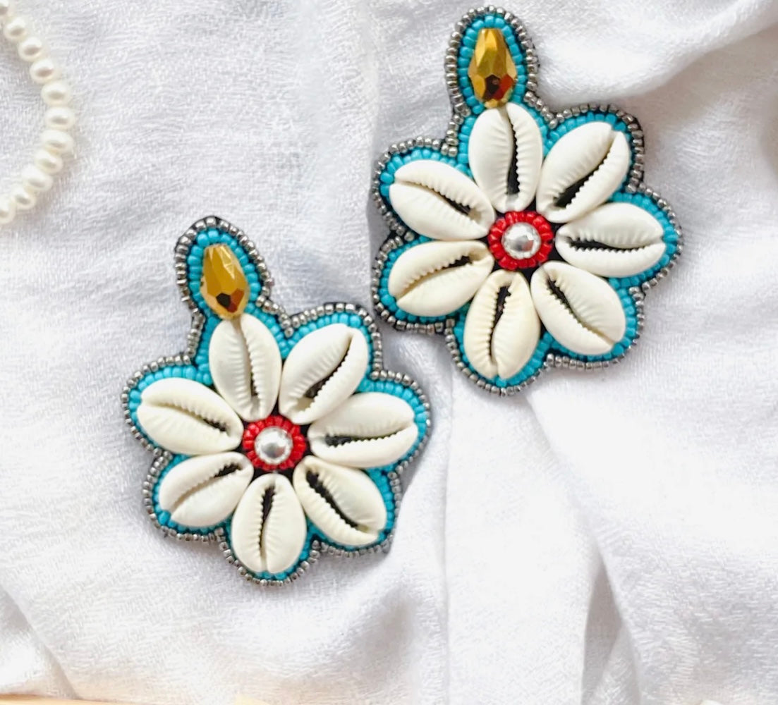 C. Flower Cowrie Beaded Earrings