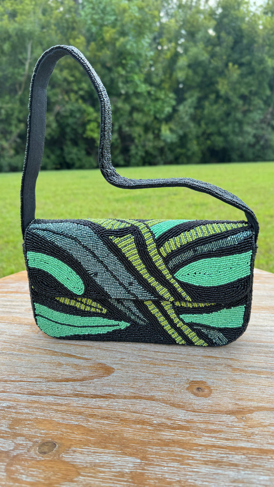 Beaded Shoulder Bag: Tropical Current