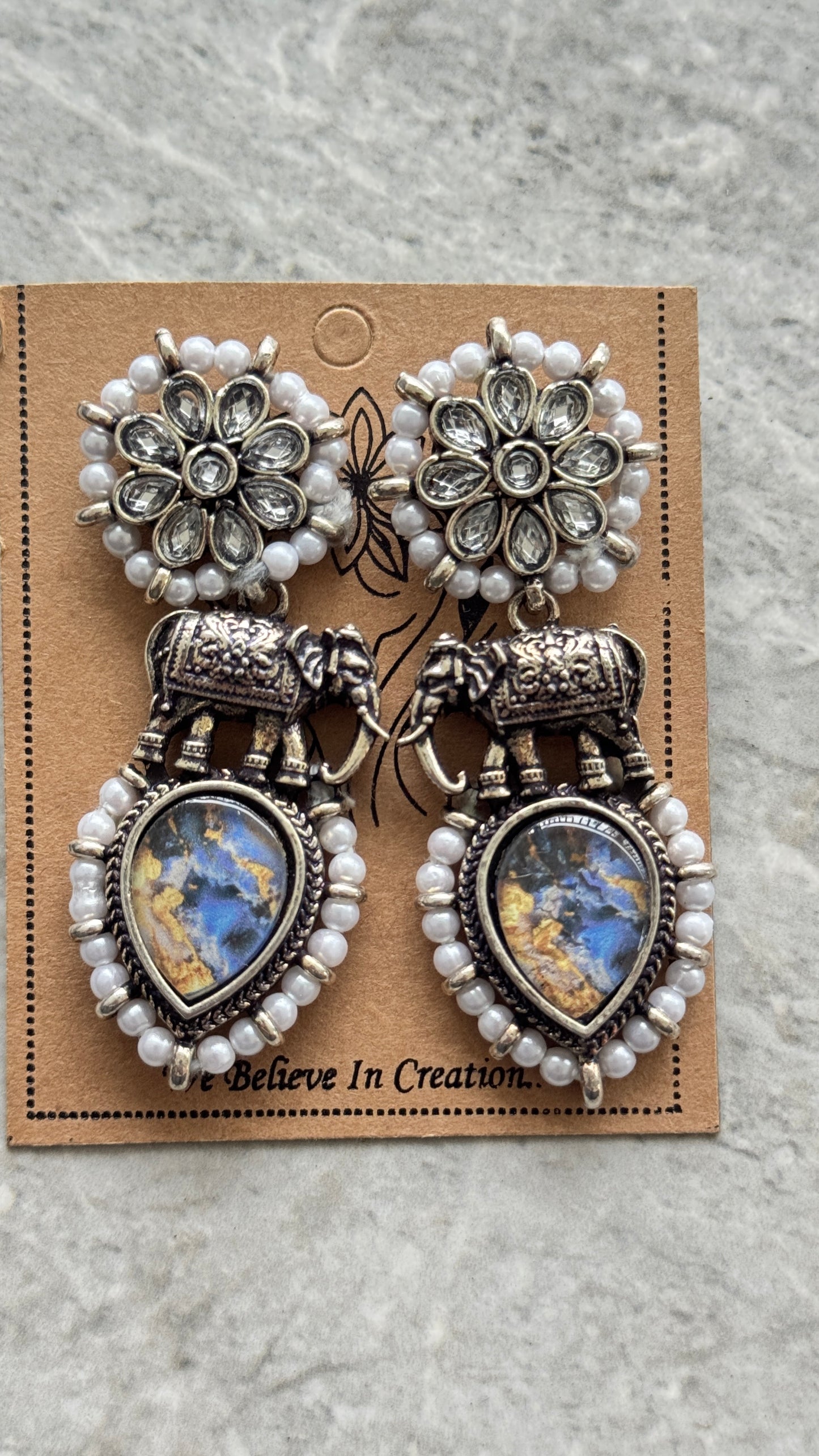 Pearl Elephant Earrings