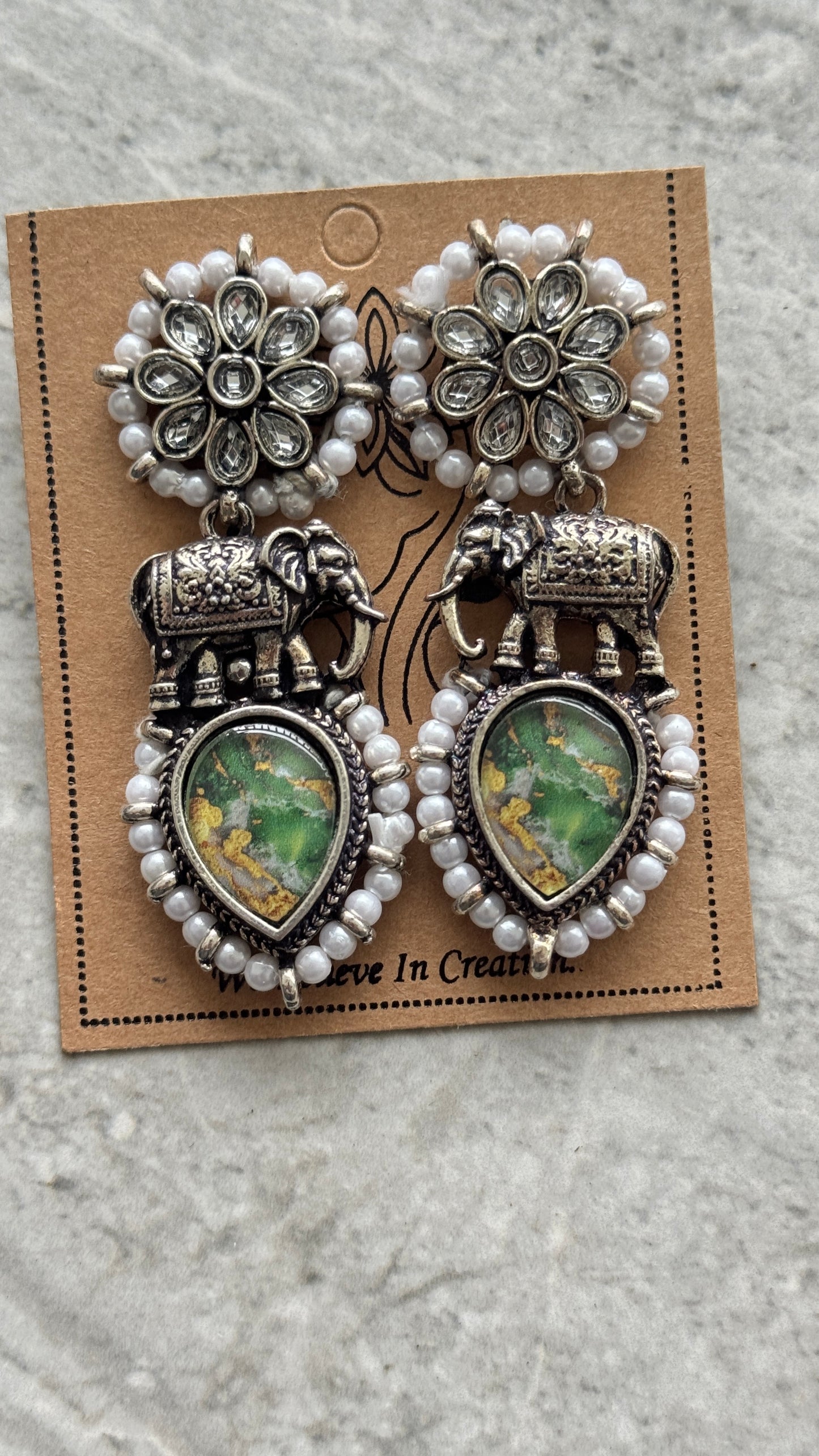 Pearl Elephant Earrings