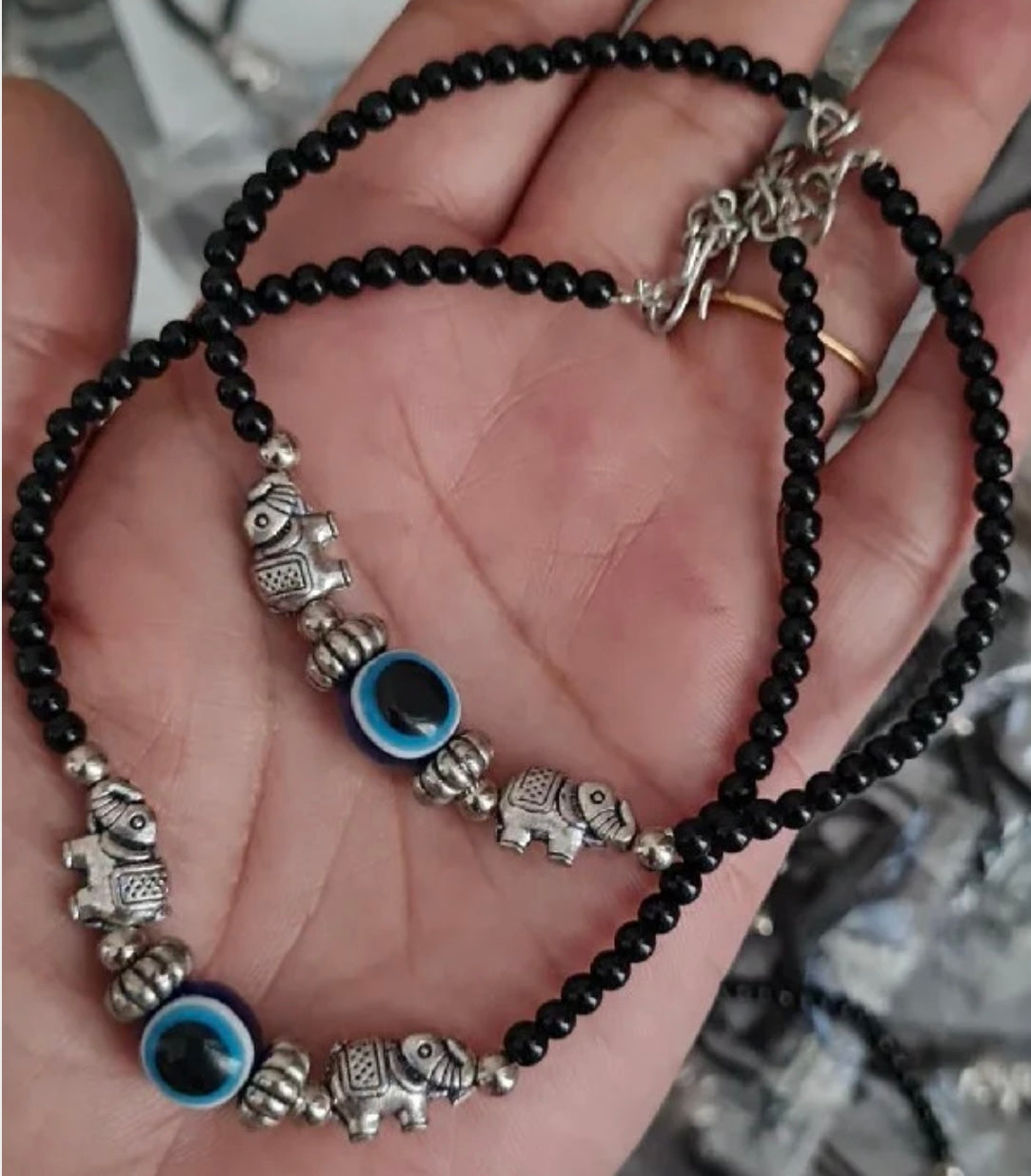 Evil Eye Elephant Anklet-Pair