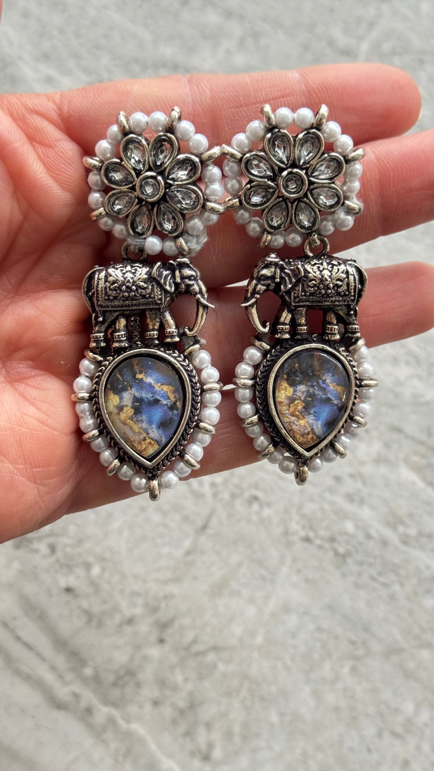 Pearl Elephant Earrings