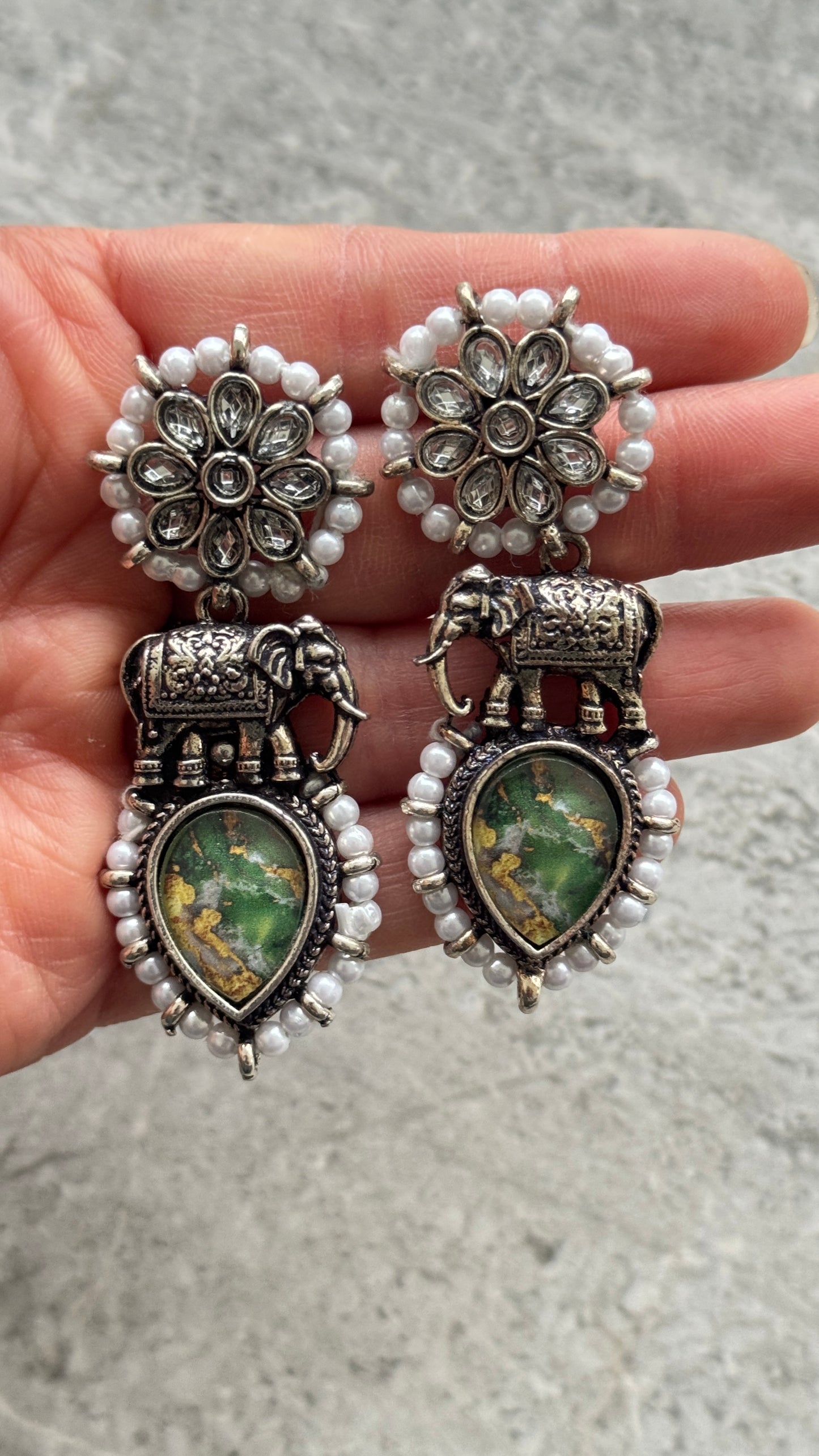 Pearl Elephant Earrings