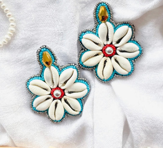 Flower Cowrie Earrings